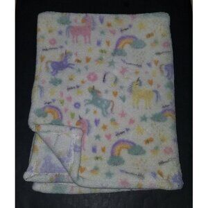 Unicorn Rainbow Girl Fleece Baby Blanket Lovey Jimco Lamp Pink Purple
